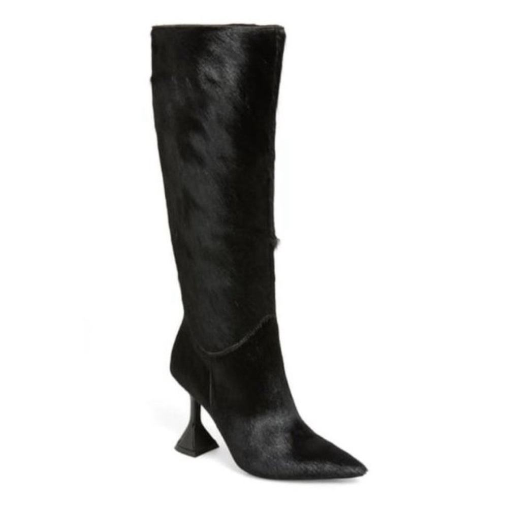 JEFFREY CAMPBELL Entity Genuine Calf Hair Knee High Boots, Black Size 7.5 NWT - Picture 3 of 13
